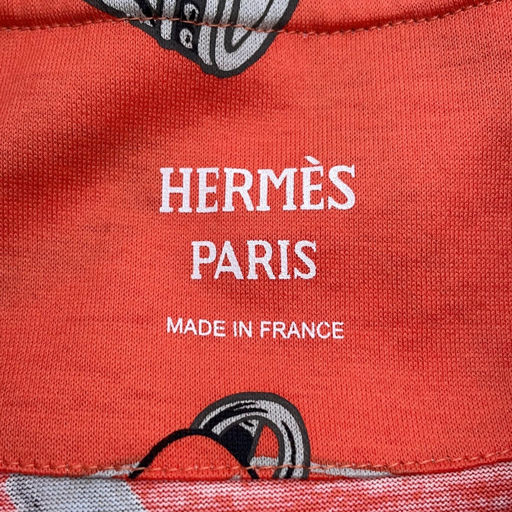 HERMES All-over print T-shirt Size 38 Orange/Gray Cotton100%