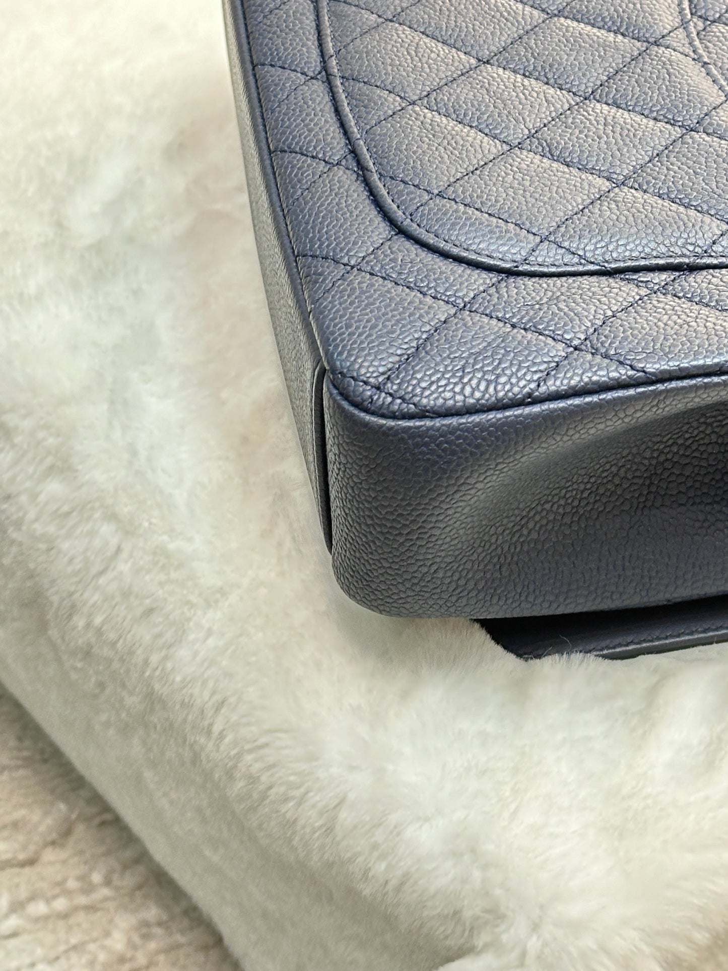 Chanel Caviar Quilted Small CC Filigree Flap Navy Black