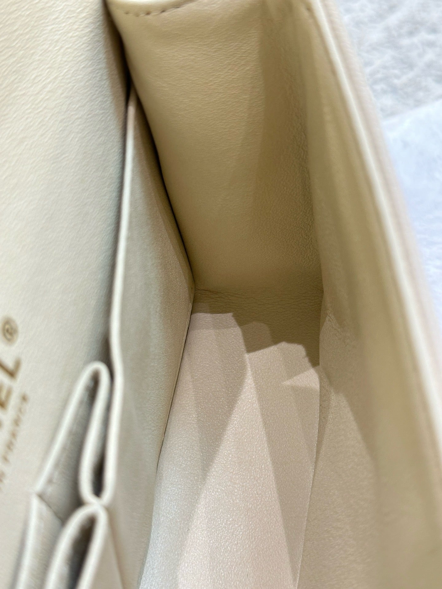 Chanel Small Classic Quilted Double Flap Ivory Light Beige 20C LGHW