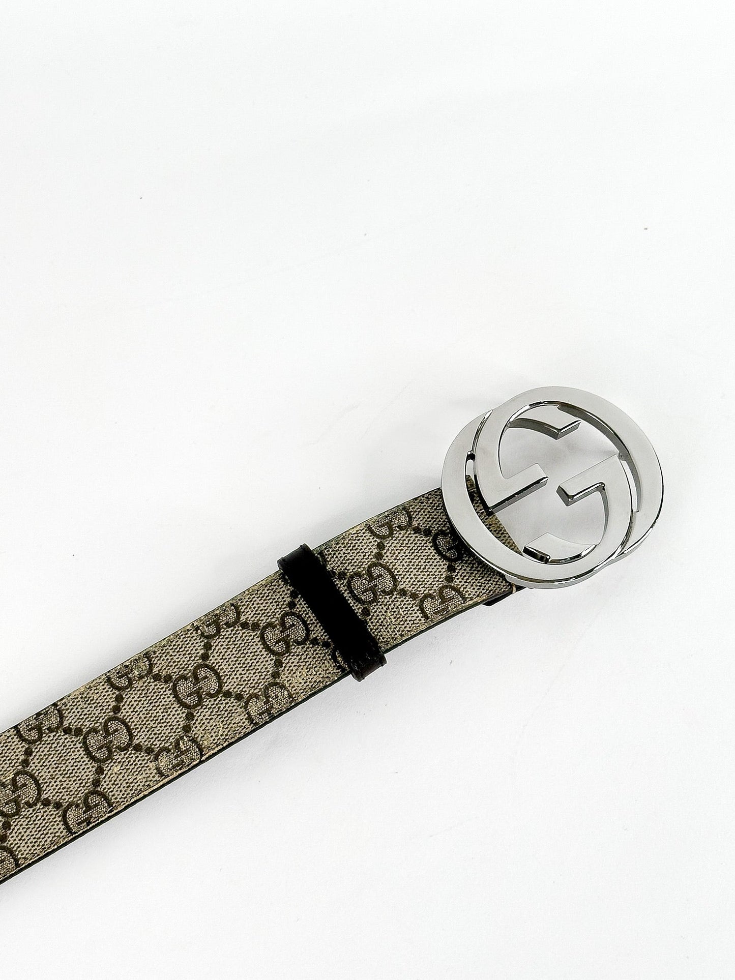 Gucci Beige GG Supreme Canvas Interlocking G Buckle Belt
