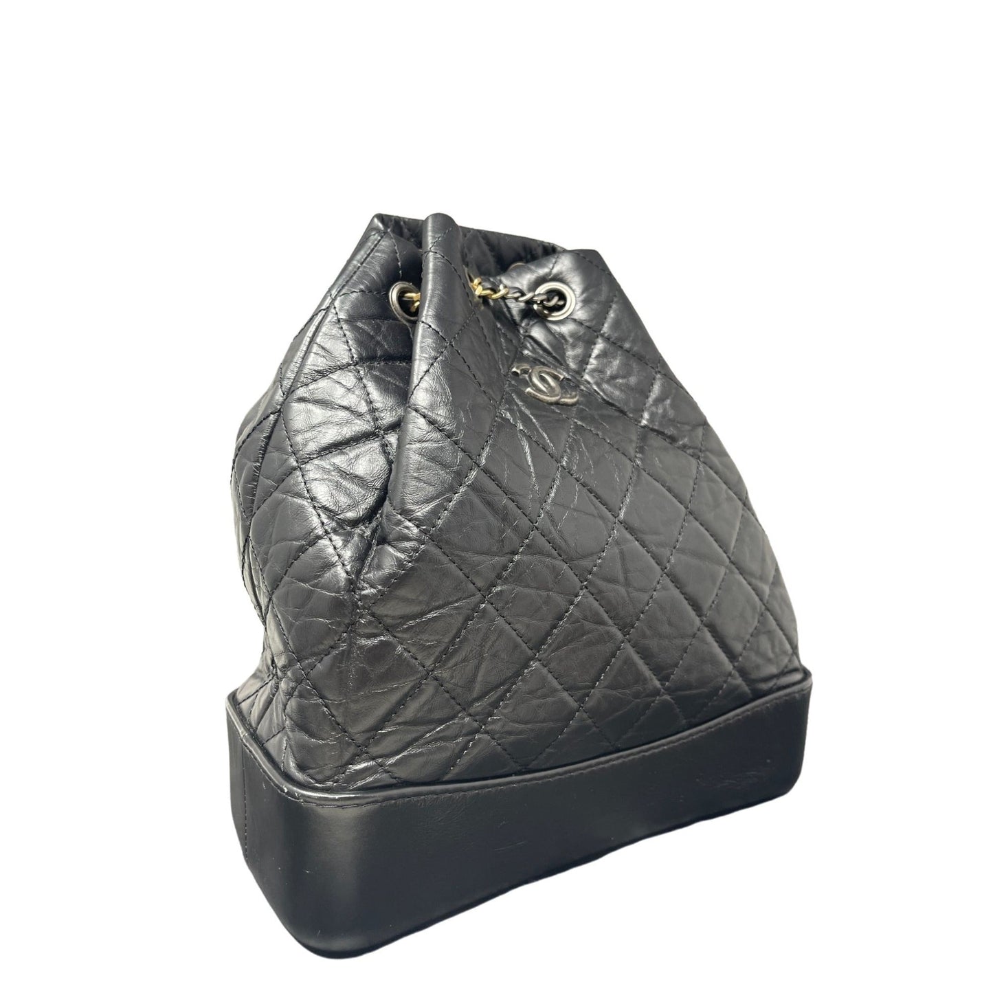 CHANEL Chanel Aged Calfskin Quilted Small Gabrielle Backpack Black - Black