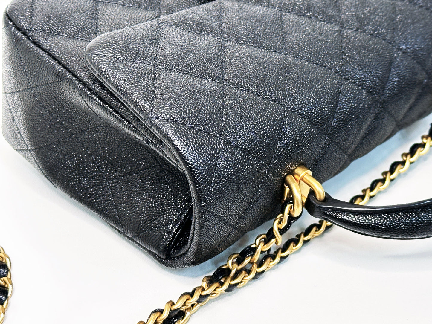 Chanel Mini Rectangular Top Handle Flap Bag Black Caviar GHW 3126 holo card