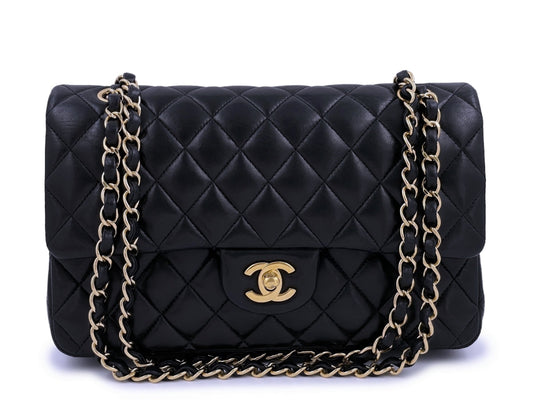 Chanel Black Lambskin Medium Classic Double Flap Bag GHW