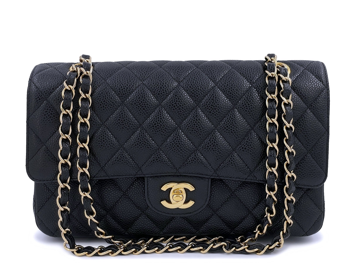 Chanel Vintage Black Caviar Medium Classic Double Flap Bag 24k GHW
