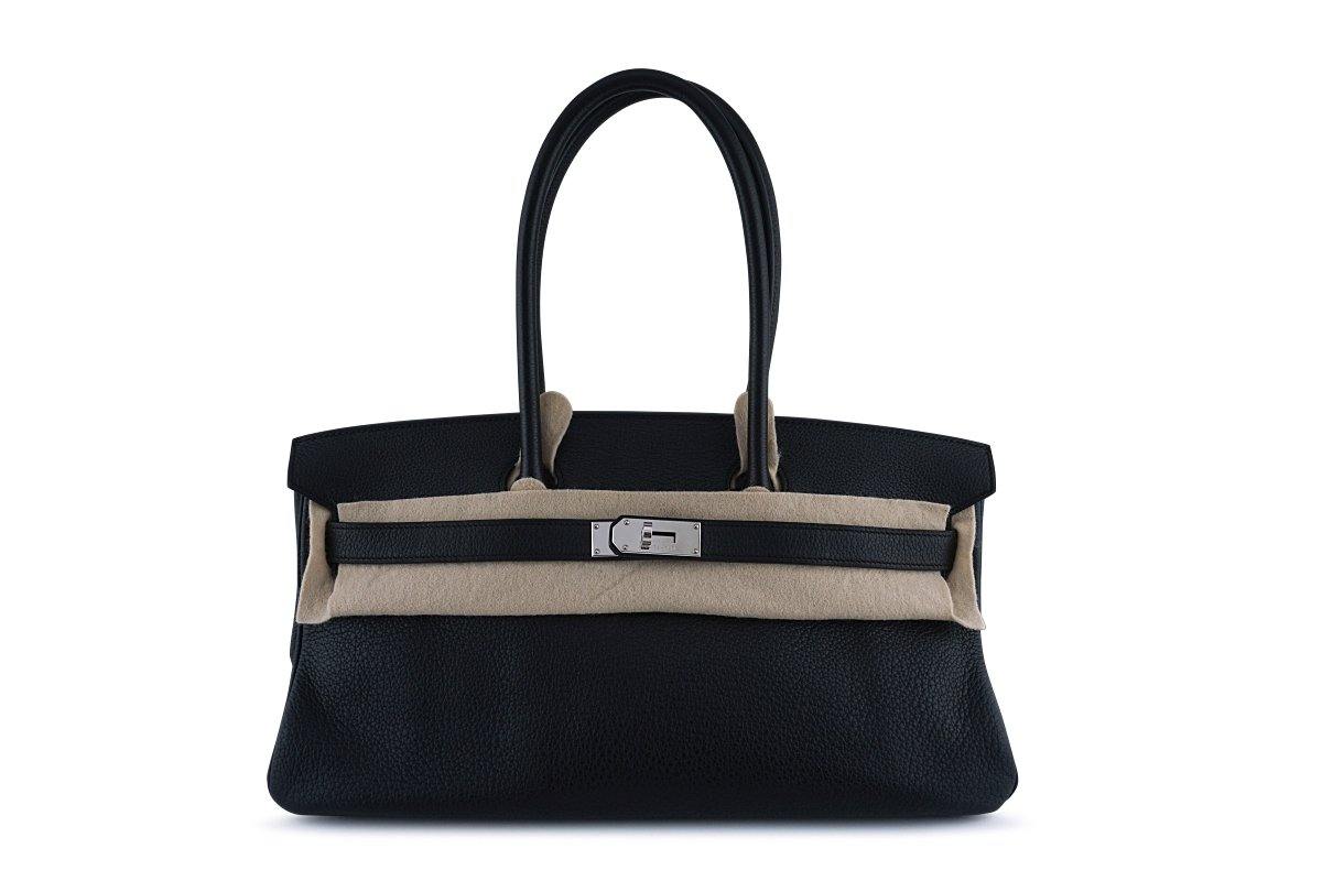 Hermes Black 42cm Clemence Shoulder Birkin JPG 2 Bag PHW