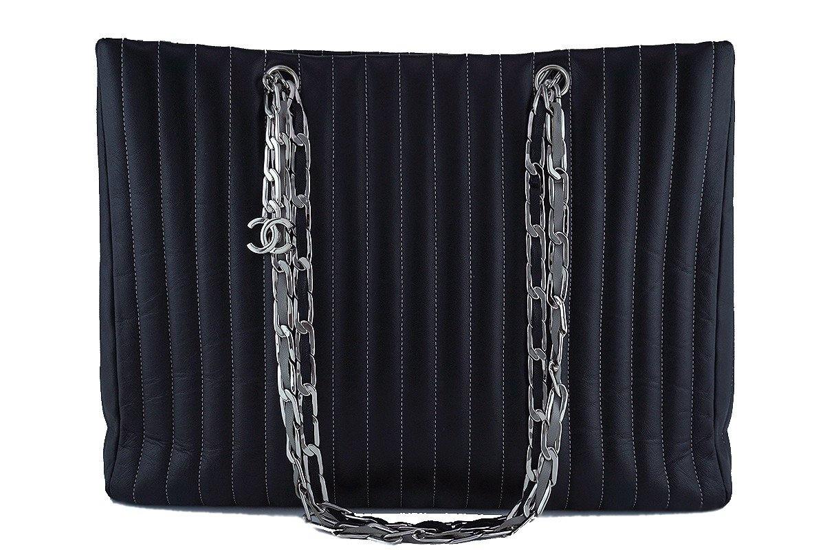 Chanel Black Lambskin Large Mademoiselle Vertical Tote Bag