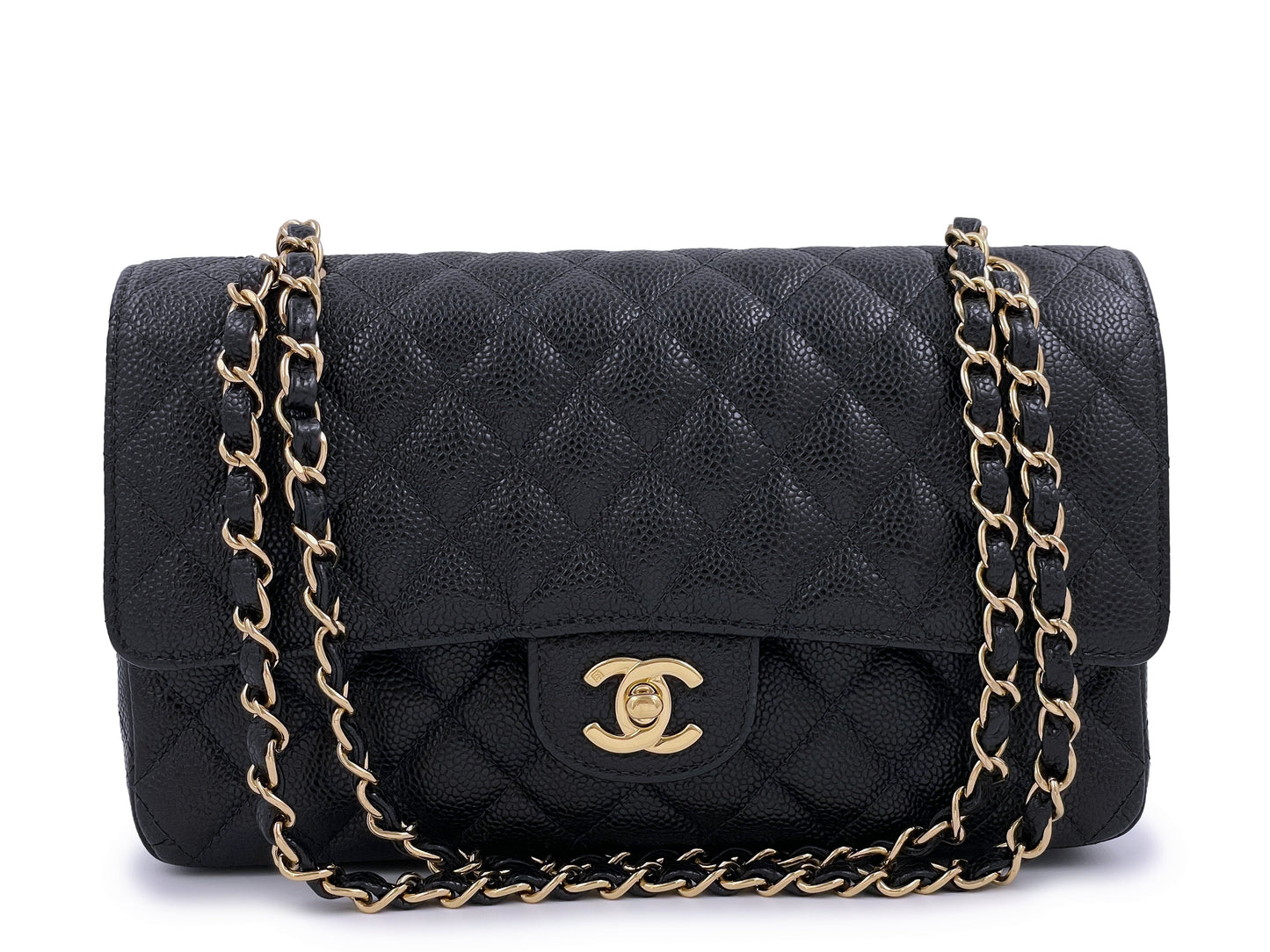 Pristine 2004 Chanel Black Caviar Medium Classic Double Flap Bag 24k GHW