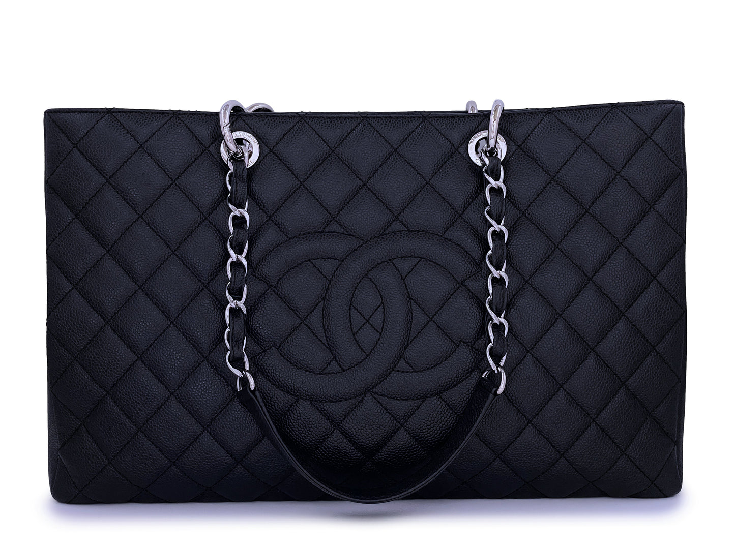 Chanel Black Caviar XL GST Grand Shopper Shopping Tote Bag SHW 2VM