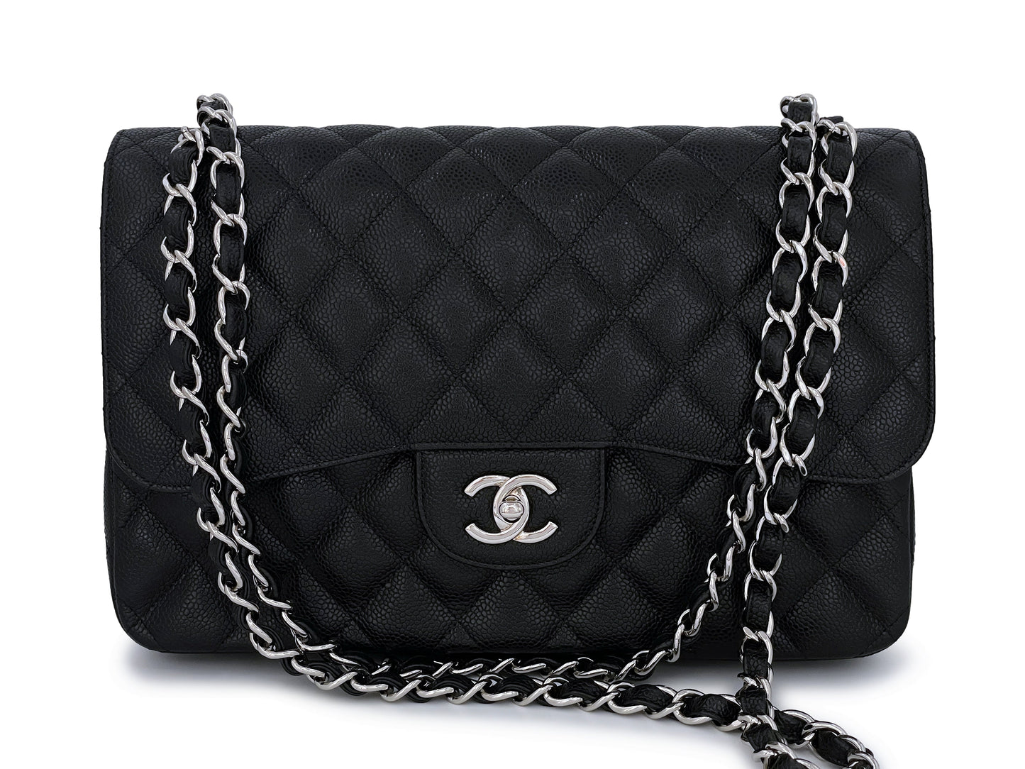 Chanel Black Caviar Jumbo Classic Double Flap Bag SHW
