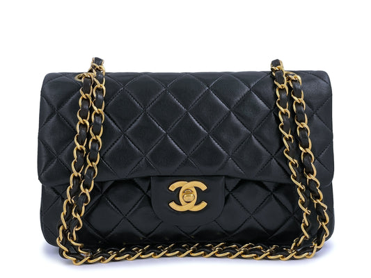 Chanel Vintage 1996 Black Small Classic Double Flap Bag 24k GHW
