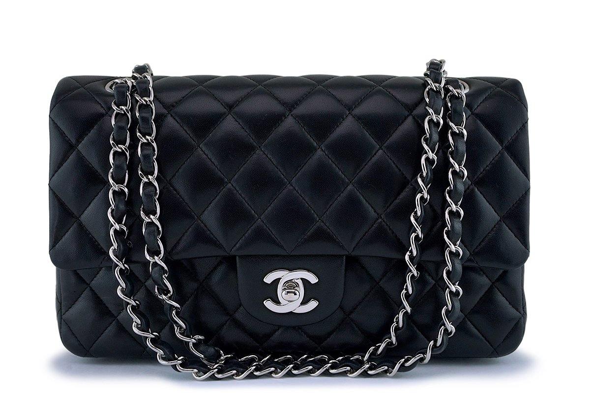 Chanel Black Lambskin Medium Classic Double Flap Bag SHW