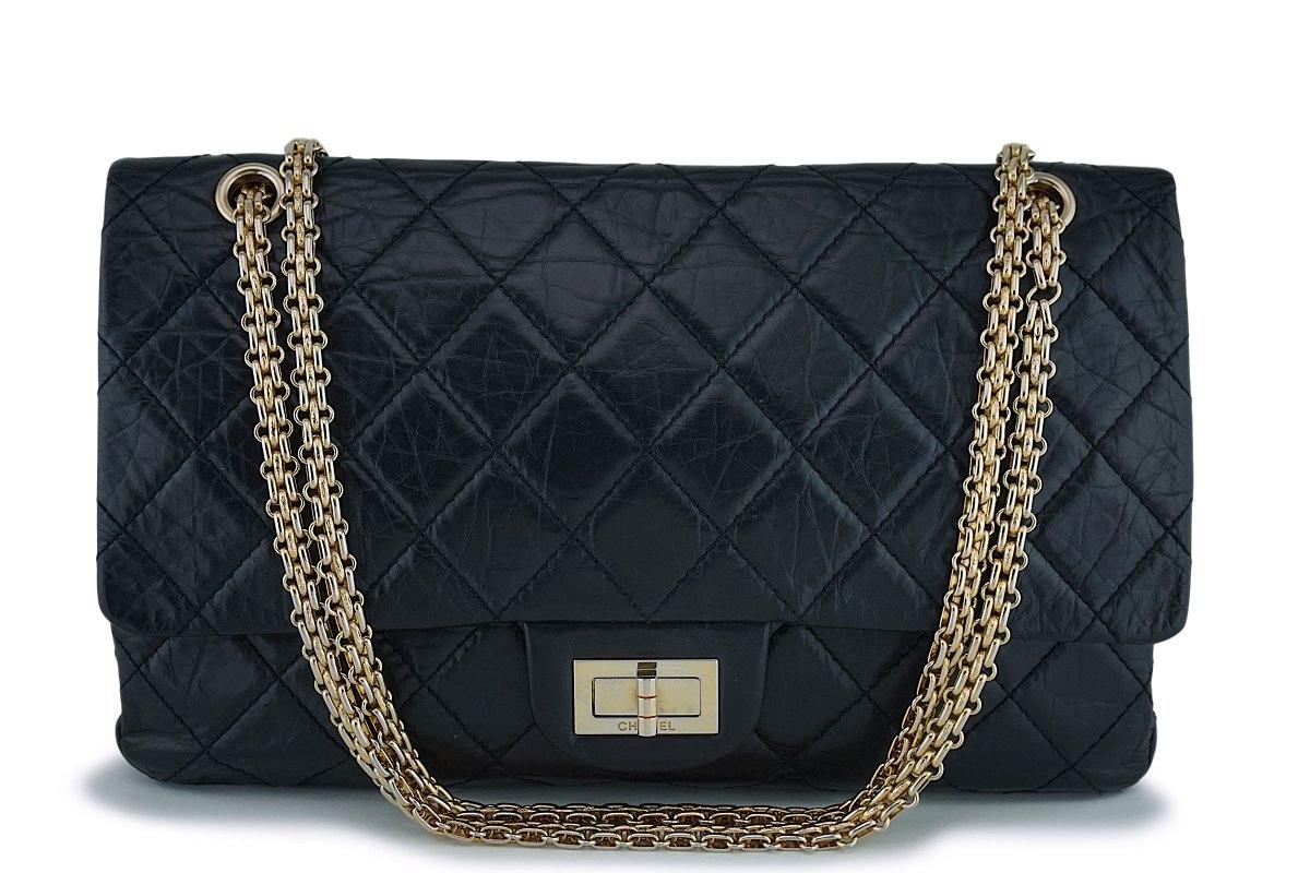 Chanel Black Large 227 Jumbo Reissue 2.55 Classic Double Flap Bag GHW