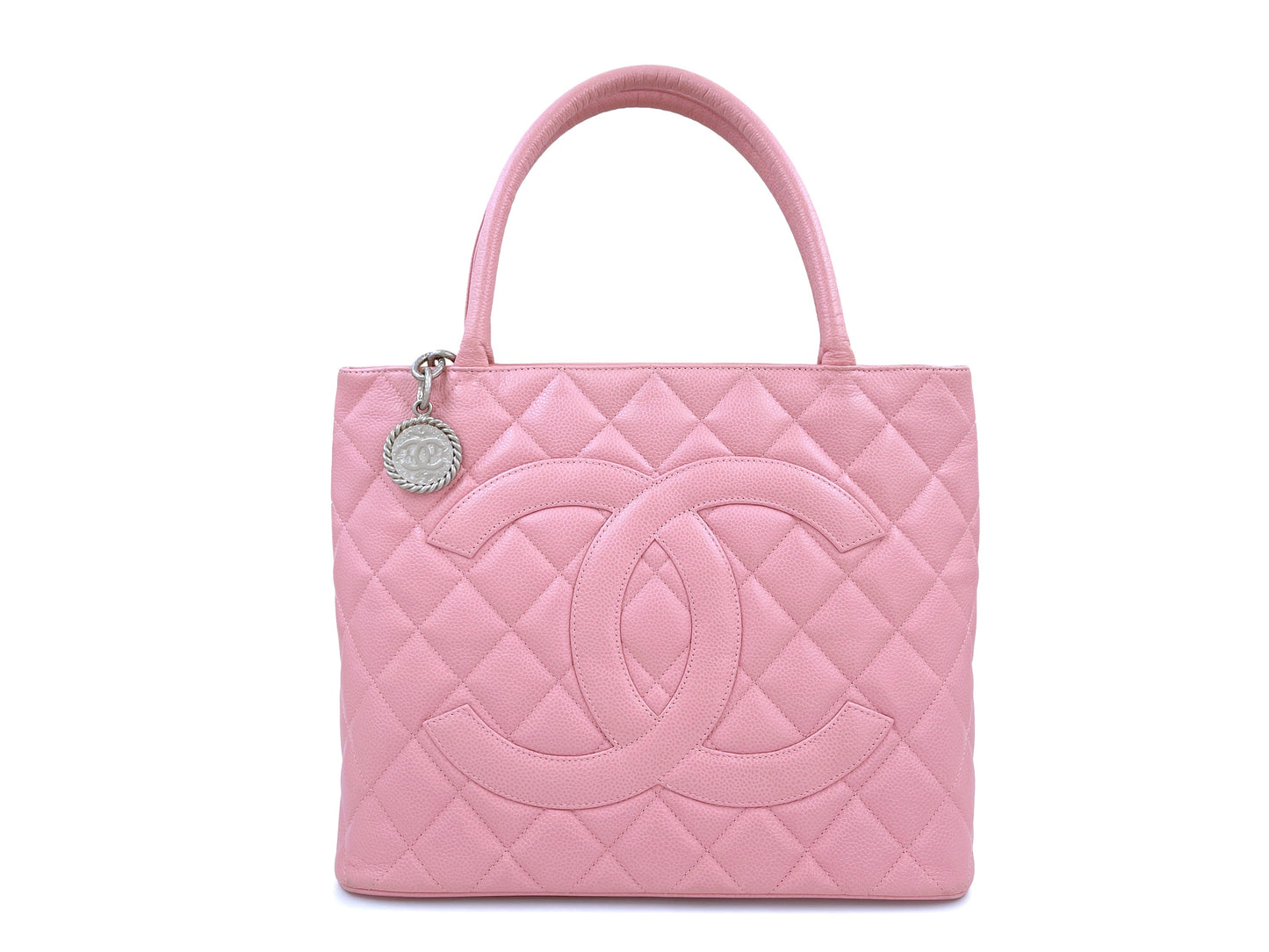 Chanel Vintage Caviar Medallion Tote Bag Sakura Pink