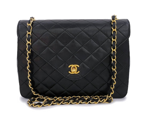 Chanel 1988 Vintage Black Envelope Quilted Flap Bag 24k GHW