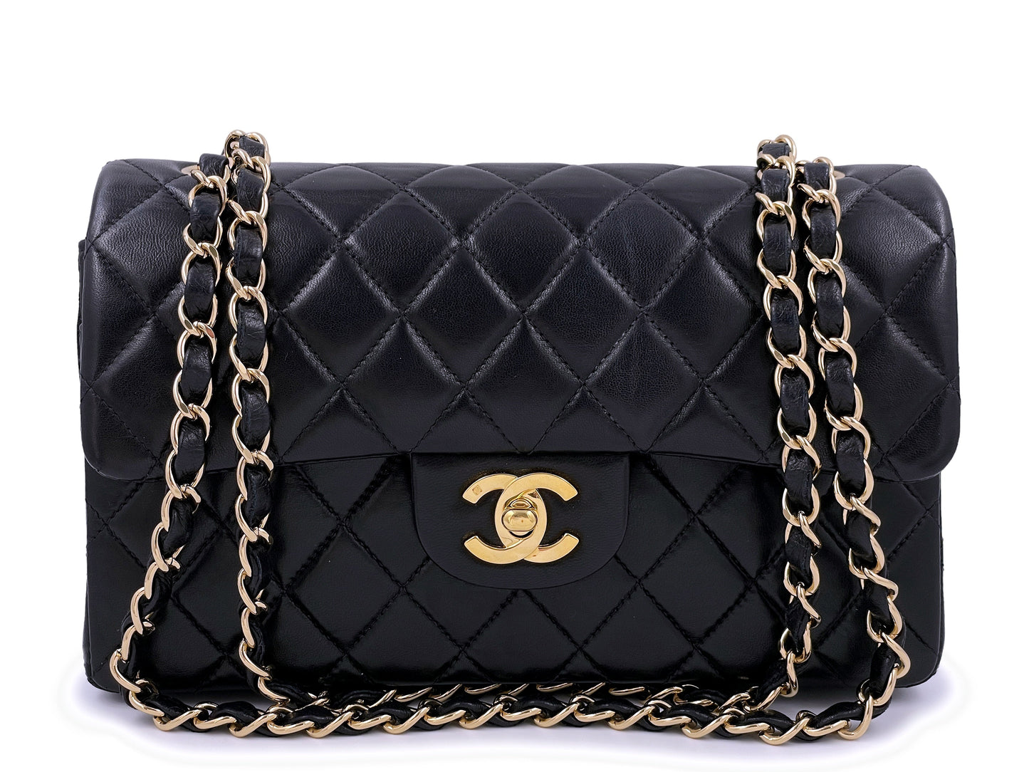 Chanel Vintage Black Small Classic Double Flap Bag 24k GHW Lambskin