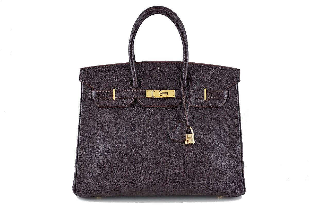 Hermes Ebene Chevre 35cm Birkin dark brown Bag