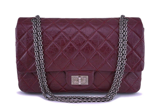 Chanel Burgundy Red 2.55 Classic Reissue 227 Large Jumbo Flap Bag RHW