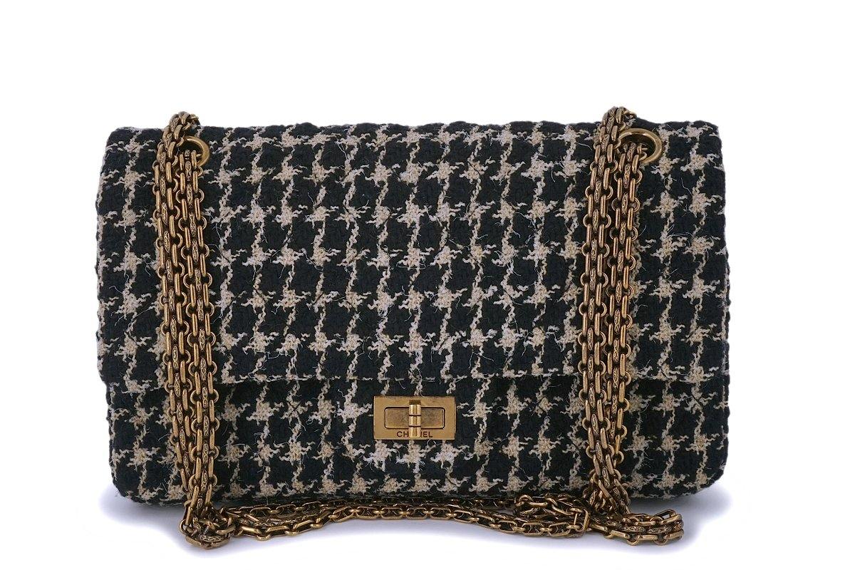 Rare 2015 Chanel Houndstooth Tweed 2.55 Reissue Classic Flap Bag Small/Medium 225