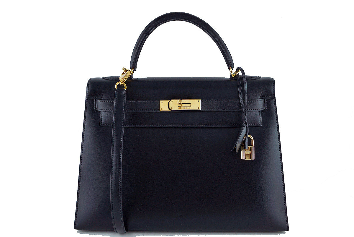 Hermes Black 32cm Box calf Kelly Sellier Bag, GHW