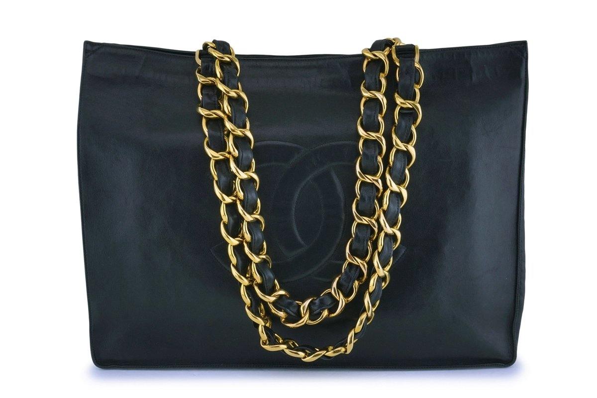 Chanel Vintage Black Chunky Chain Classic Tote Bag 24k GHW