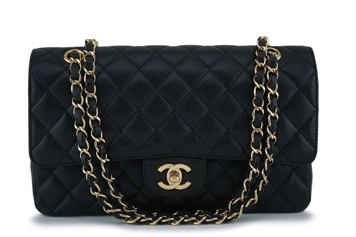 Chanel Black Caviar Classic Medium Double Flap Bag GHW