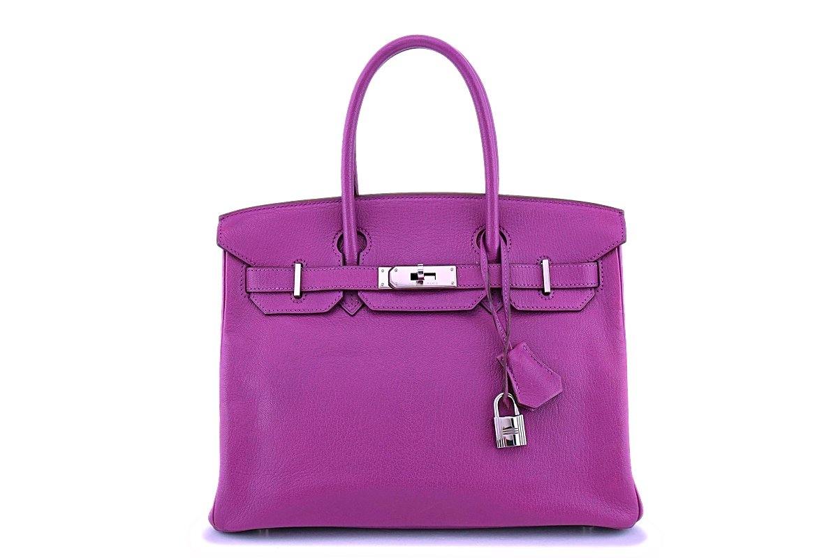 Hermes Cyclamen Pink-Purple Chevre Goatskin 30cm 30 Birkin Tote Bag PHW