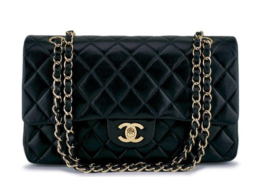 Chanel Black Lambskin Medium  Classic Double Flap Bag 24k GHW