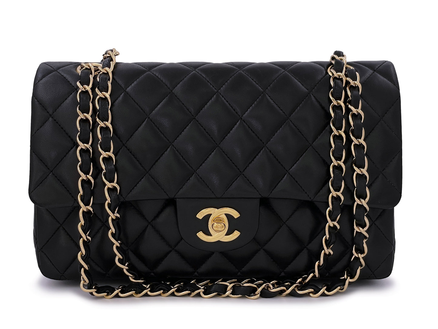 Chanel Vintage Black Medium Classic Double Flap Bag 24k GHW Lambskin