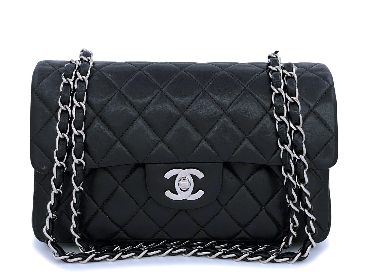 Chanel 2001 Vintage Black Small Classic Double Flap Bag SHW Lambskin