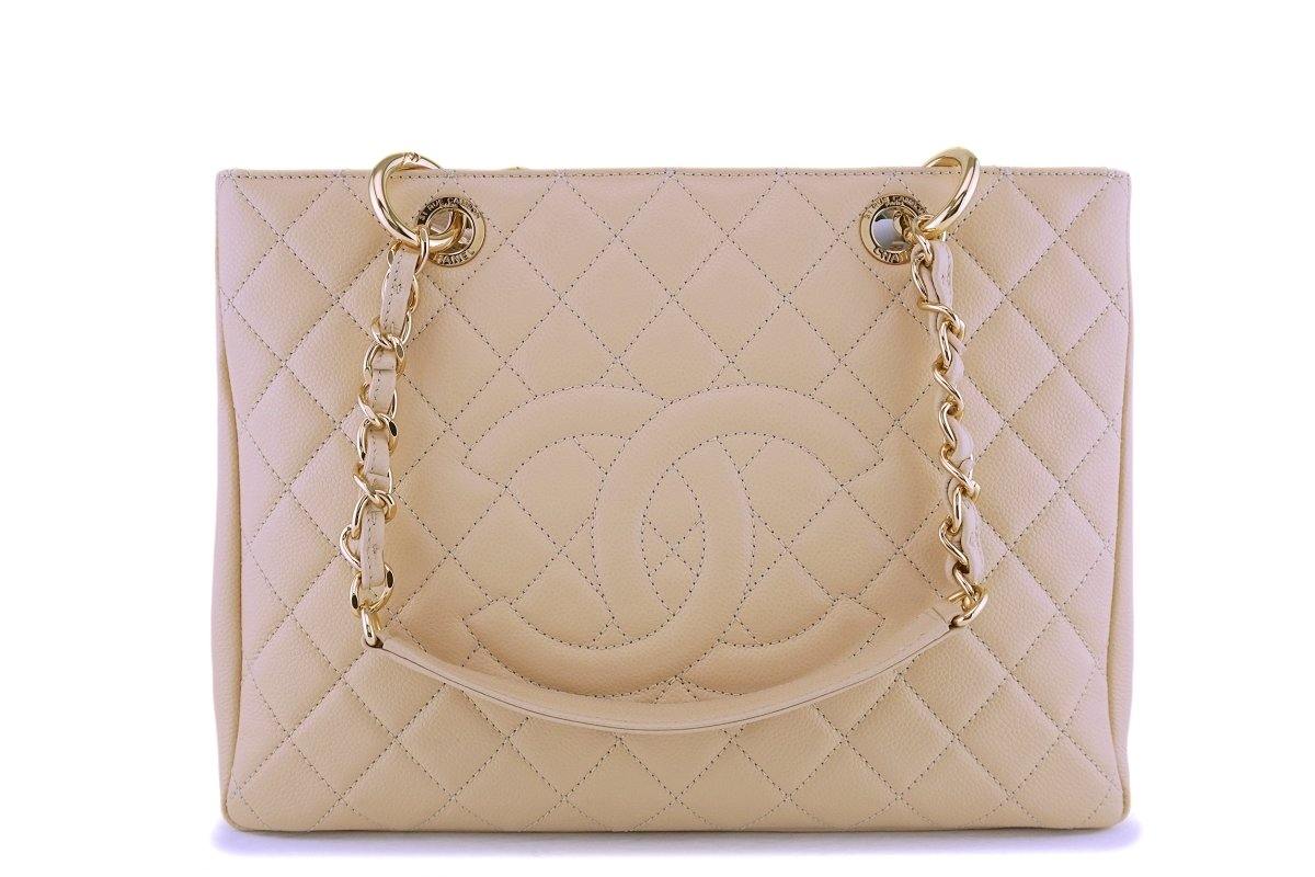 Chanel Beige Caviar Grand Shopper Tote GST Bag GHW