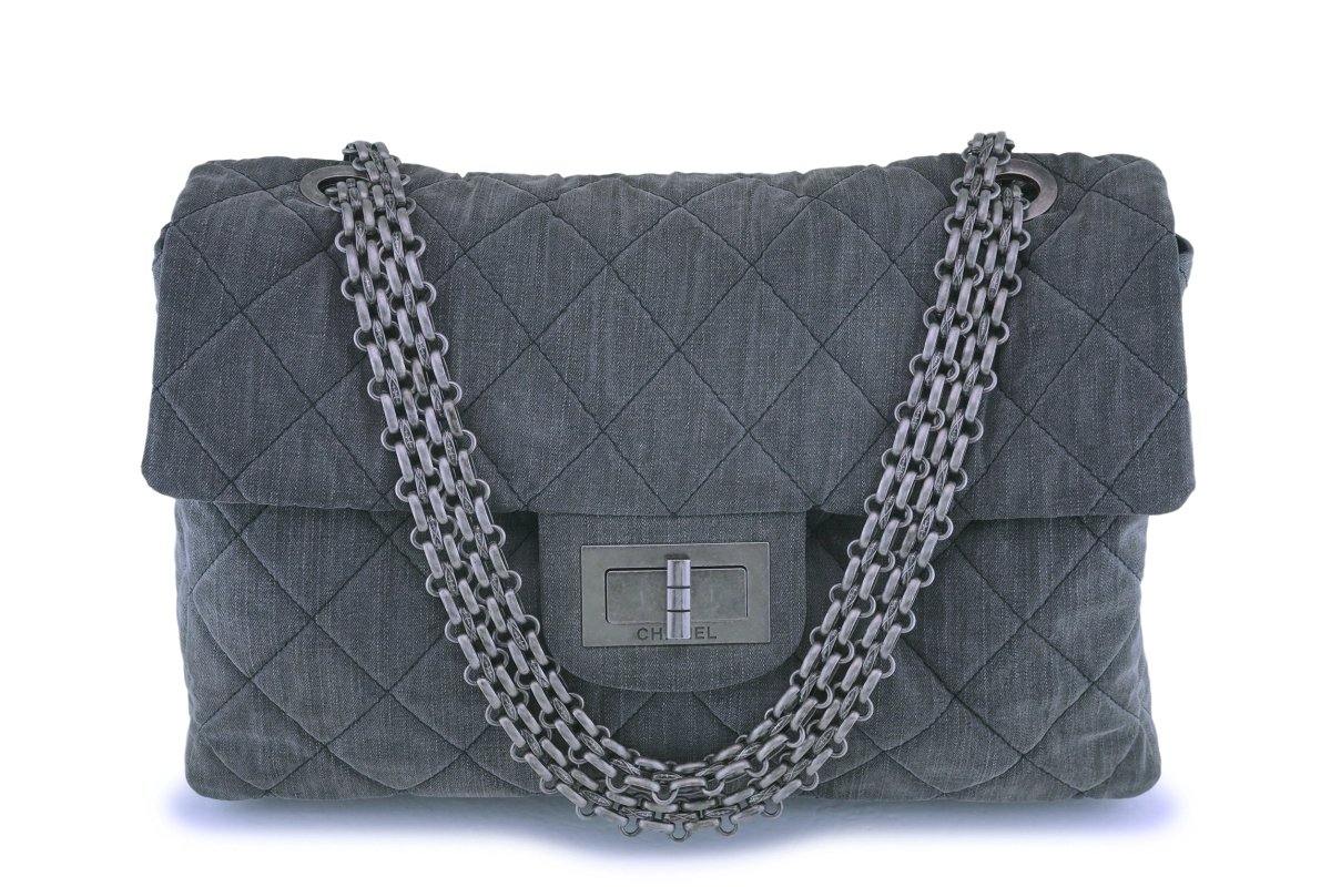 Rare Chanel Gray XXL Supermodel Reissue Flap Bag RHW