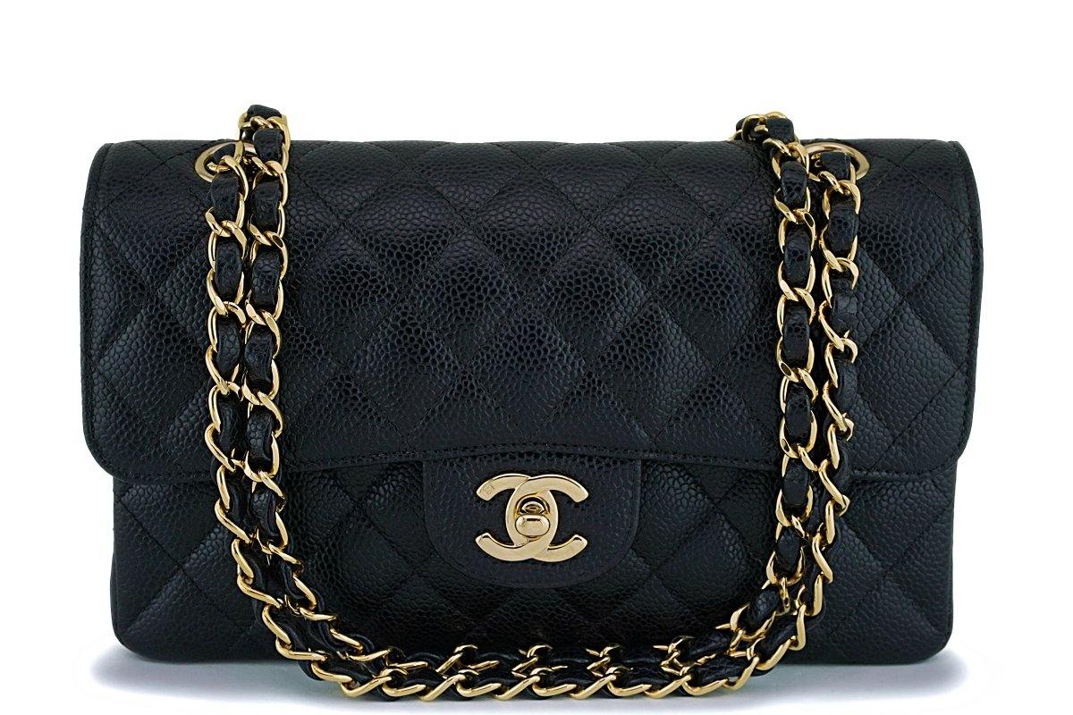 Chanel Black Caviar Small Classic Double Flap Bag 24k GHW