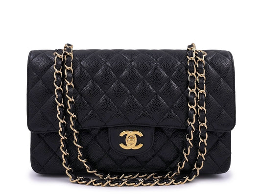 Chanel Vintage Black Caviar Medium Classic Double Flap Bag 24k GHW
