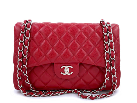 Chanel 11P Red Caviar Jumbo Classic Double Flap Bag SHW