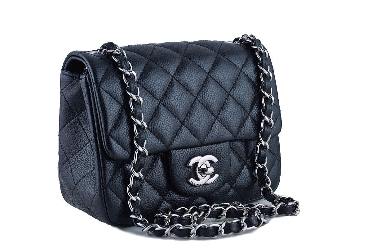 Chanel Caviar Mini Flap, Black Square 2.55 Classic Bag SHW