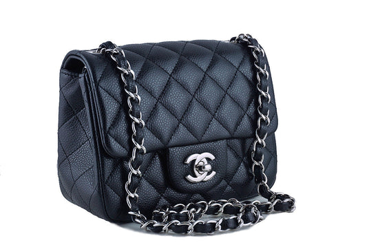 Chanel Caviar Mini Flap, Black Square 2.55 Classic Bag SHW