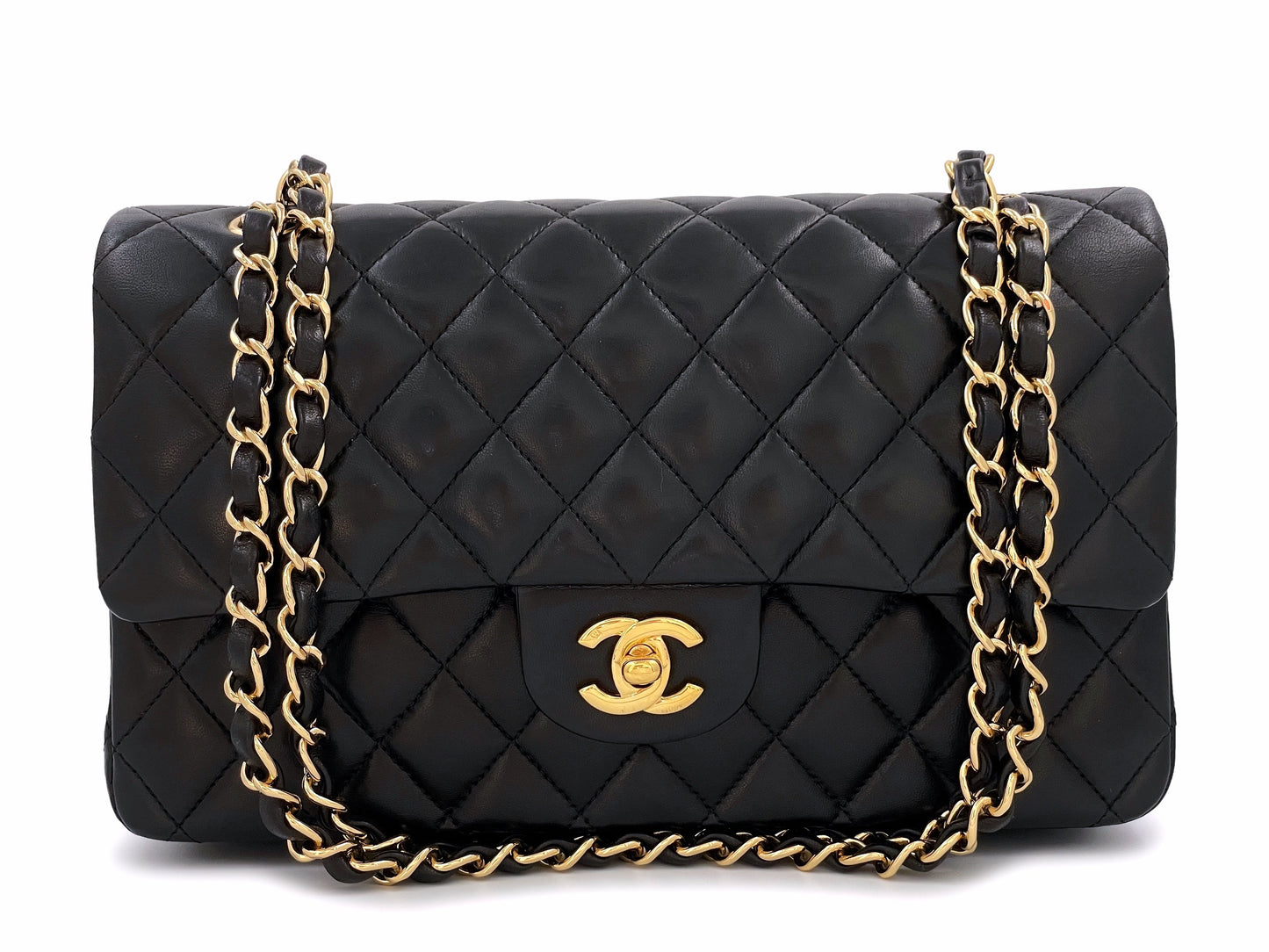 Pristine Chanel 2009 Vintage Black Medium Classic Double Flap Bag 24k GHW Lambskin