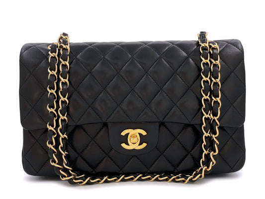 Pristine Chanel 2009 Vintage Black Medium Classic Double Flap Bag 24k GHW Lambskin