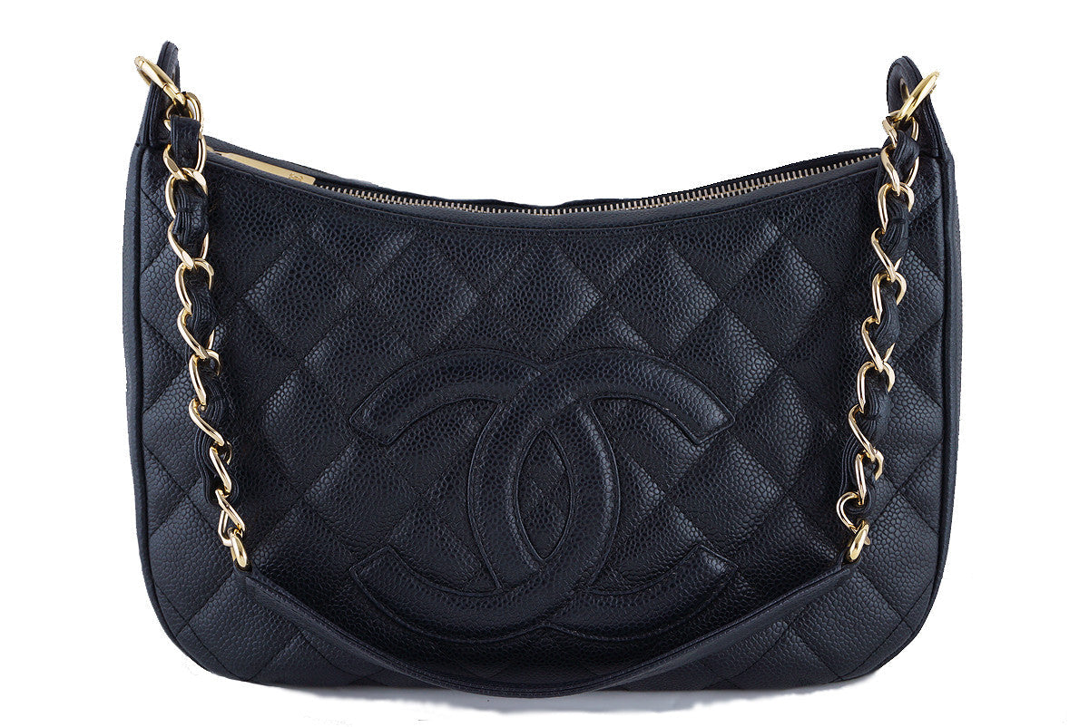 Chanel Black Caviar Quilted Camera Case Shopper Tote Bag