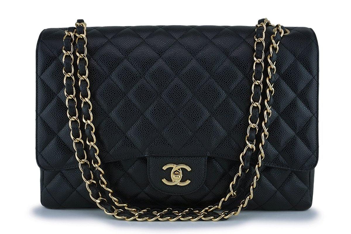 Chanel Black Caviar Maxi Classic Flap Bag GHW