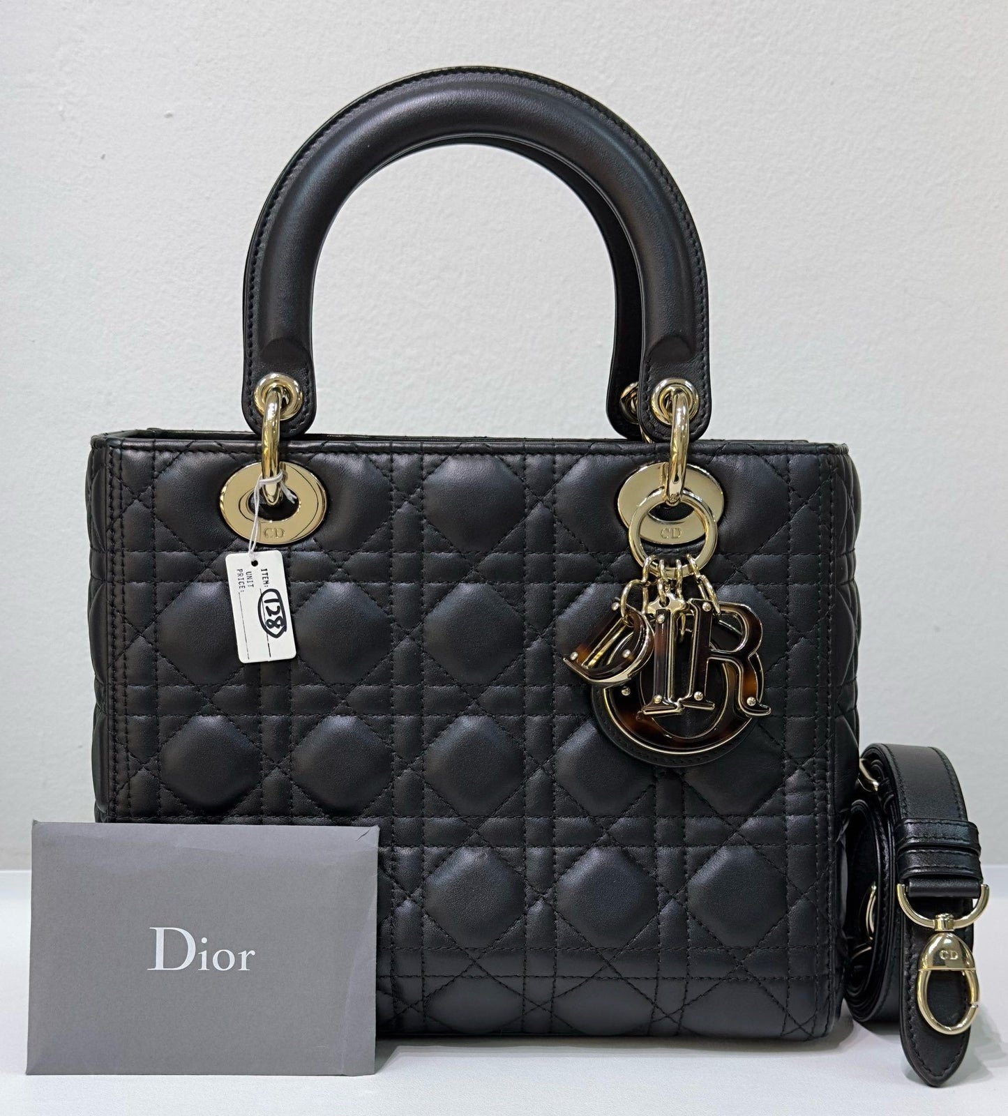 Christian Dior Lambskin Cannage Medium Lady Dior Black GHW