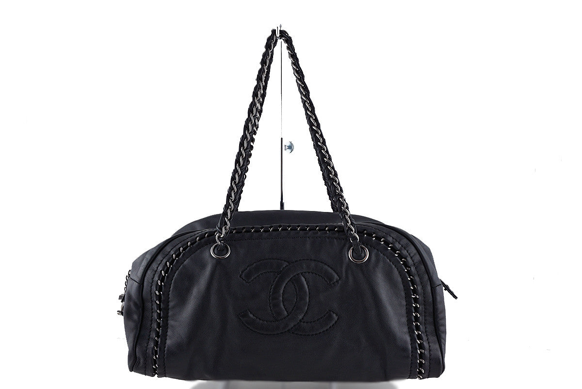 Chanel Black Calfskin Luxury Ligne Bowler Camera Bag