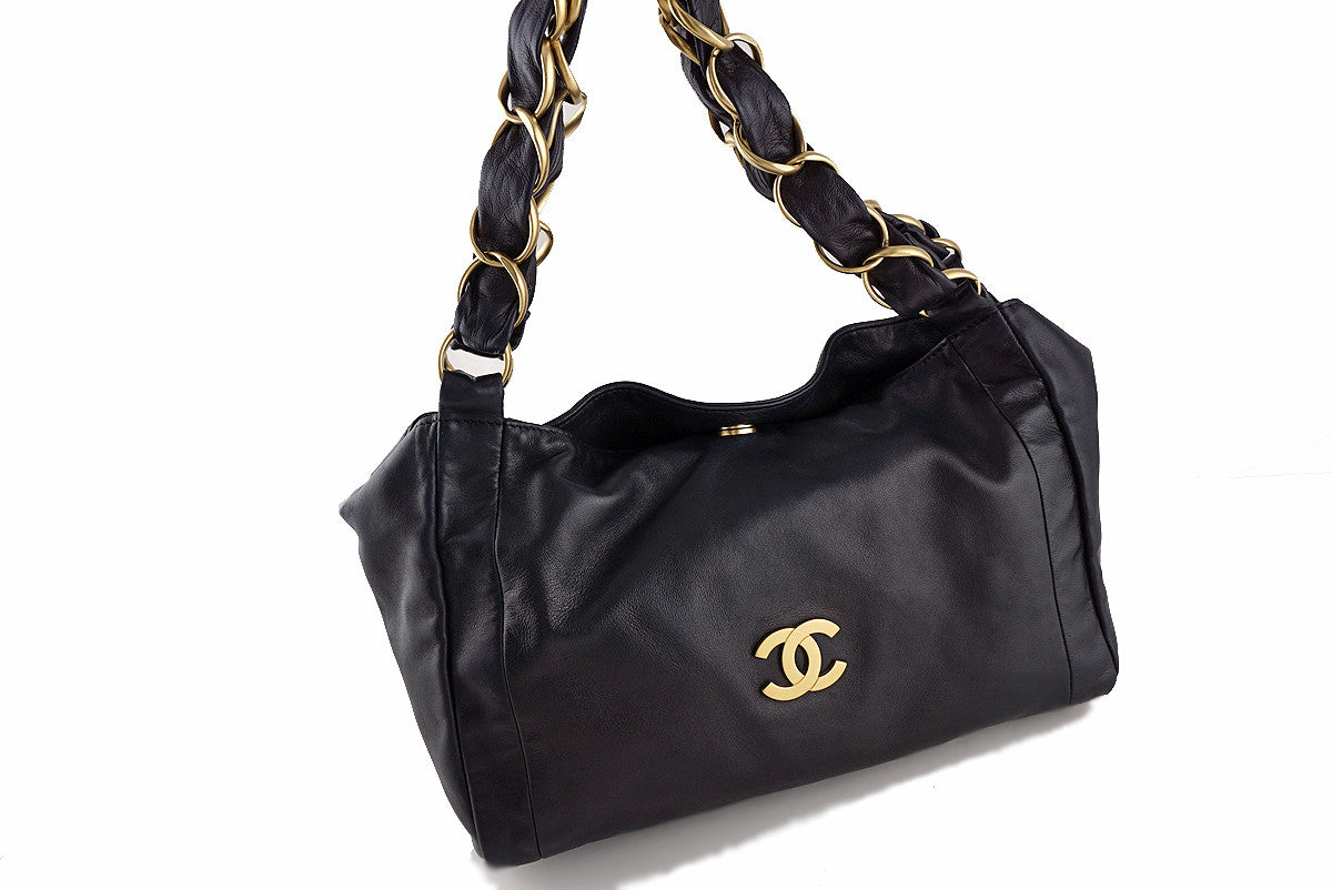 Chanel Black "Olsen" CC Ultra Soft Hobo Shoulder Tote Bag