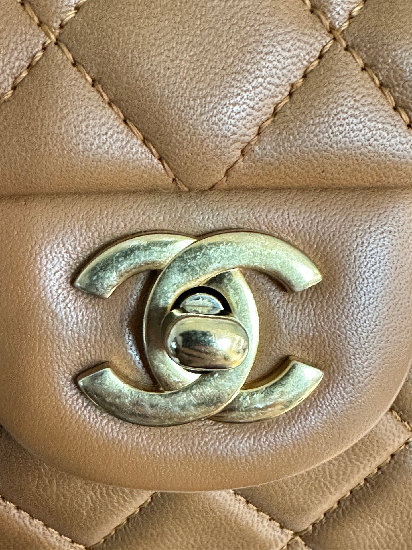 Chanel Lambskin Valentine Charms Small Flap Beige 1427 holo card