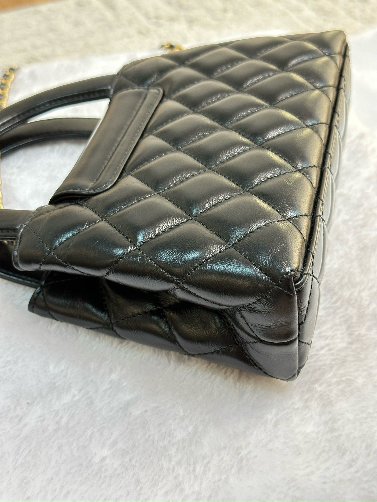 Chanel Lambskin Kelly Shopping Bag Black GHW 19cm