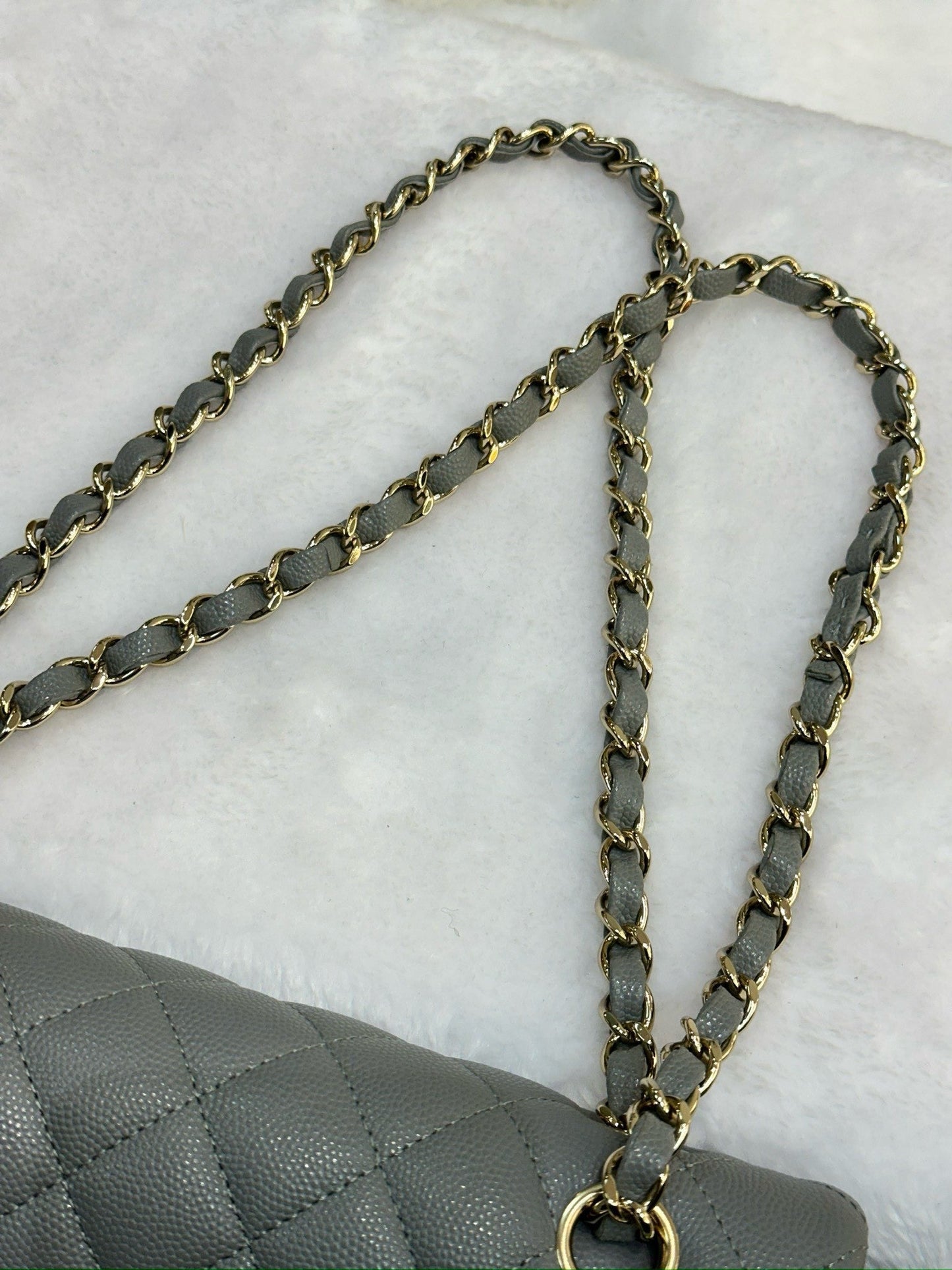 Chanel Medium Caviar Quilted Double Flap Bag Grey LGHW