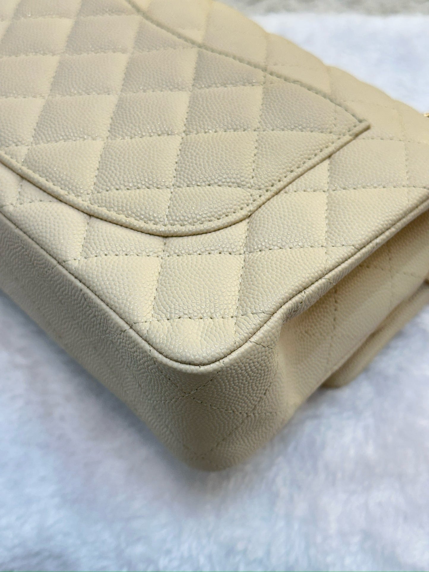 Chanel Small Classic Quilted Double Flap Ivory Light Beige 20C LGHW