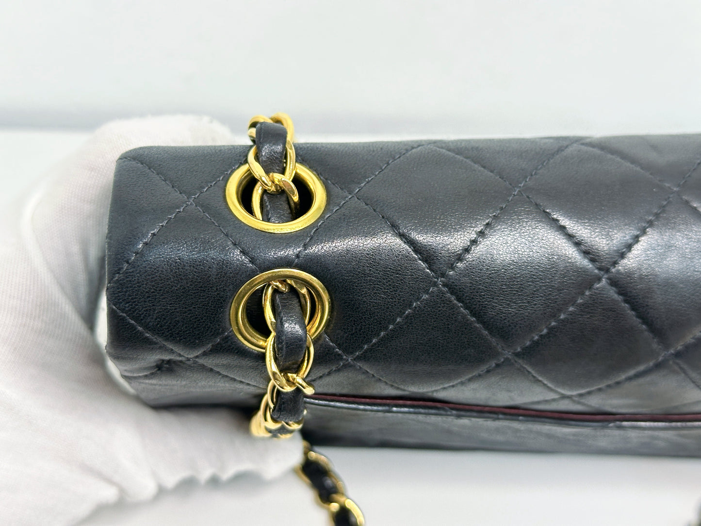 Chanel Vintage Black Quilted Lambskin Small Classic Double Flap Bag 4591 holo card