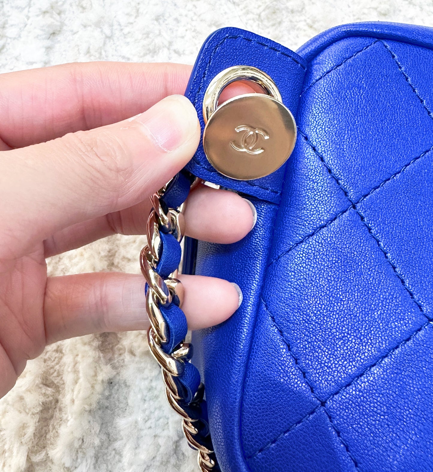 CHANEL Calfskin Casual Trip Waist Bag Blue