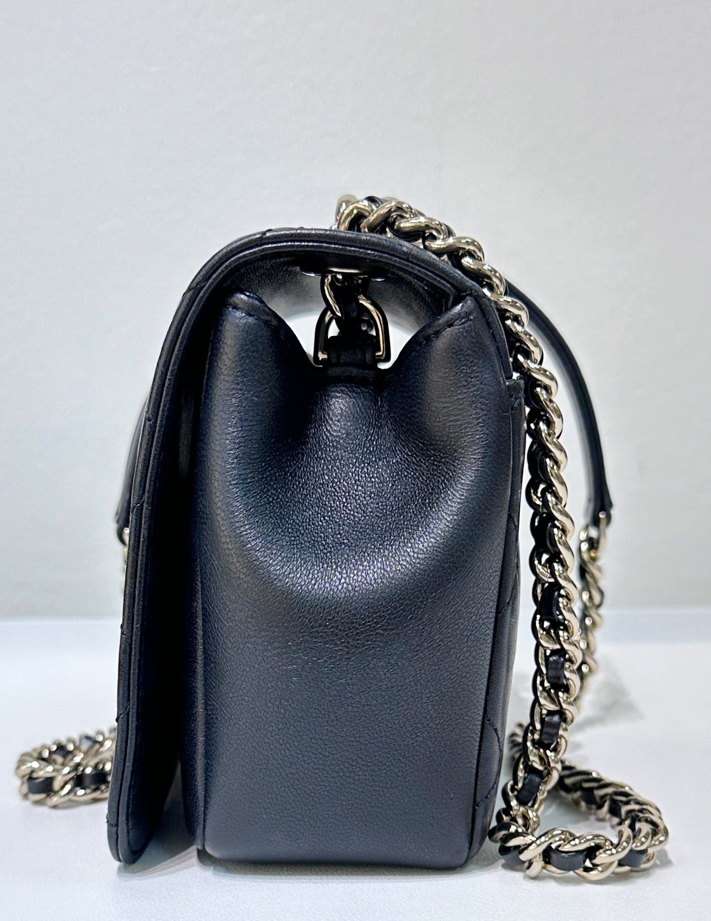 CHANEL Lambskin Quilted Studded Beauty Begins Flap Black